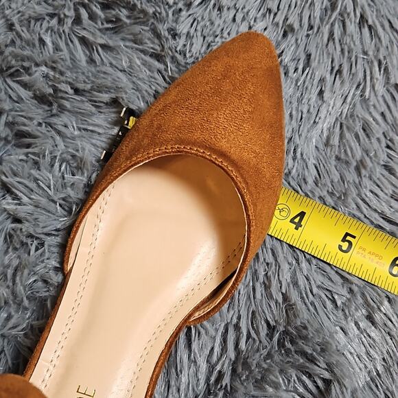 New Chase + Chloe Block Heel Pointed Toe Shoes Sz 7 Faux Brushed Suede - Picture 11 of 12